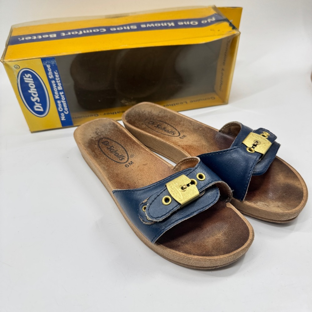 Vintage Dr. Scholl's‎ Sandals Size 6 Blue Comfort Slip On